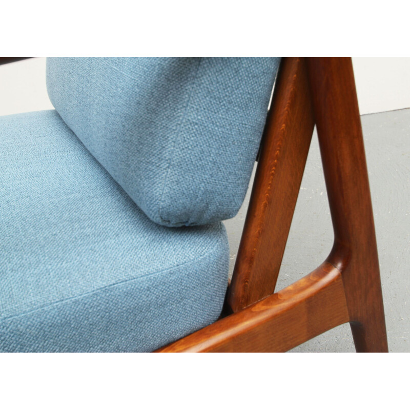 Vintage blue armchair by Ole Wanscher for France & Daverkosen,1950