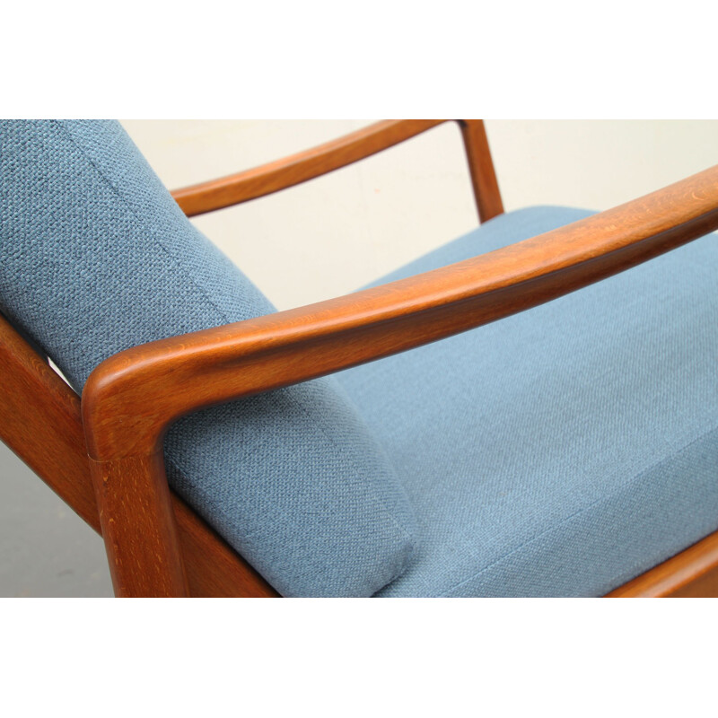 Vintage blue armchair by Ole Wanscher for France & Daverkosen,1950