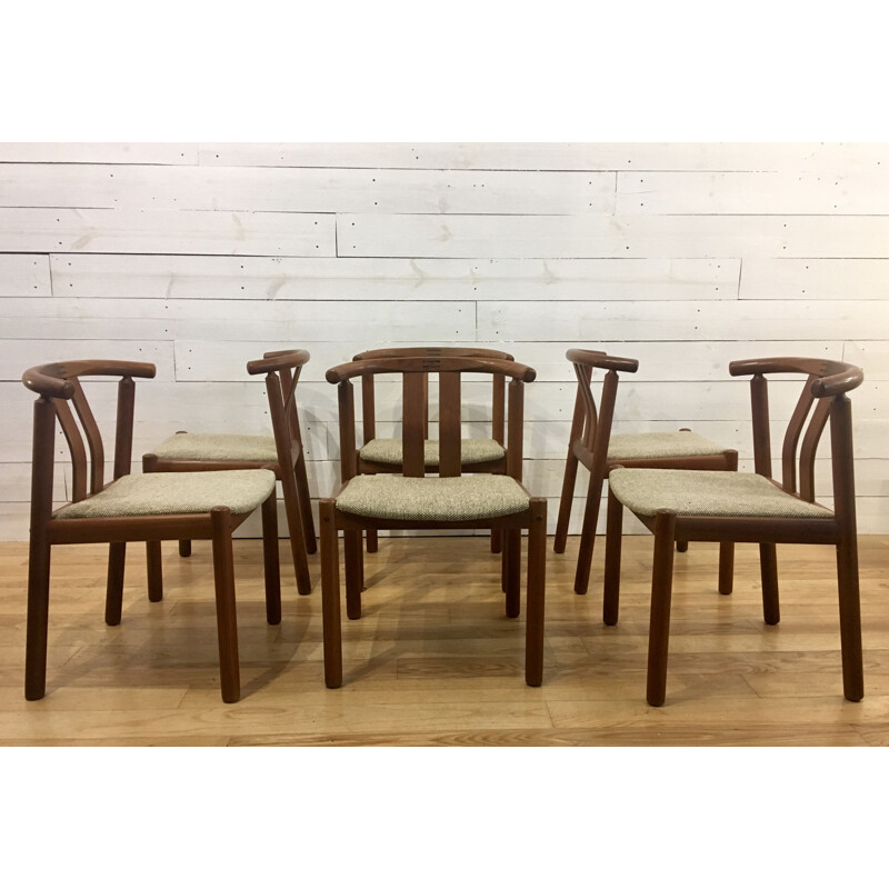 6 chaises à repas vintage scandinave en teck par Uldum Mobelfabrik, Danemark,1960
