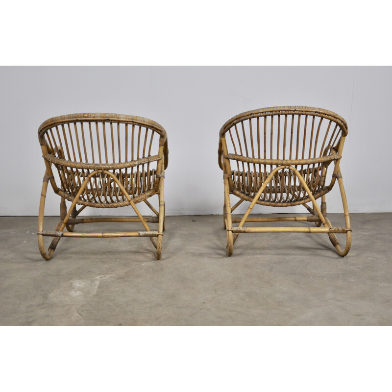 Pair of vintage rattan armchair from the 60s