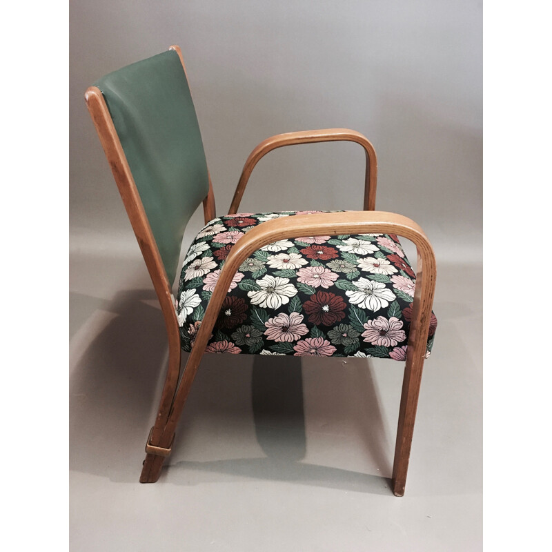 Suite de 4 fauteuils vintage modèle "Bow Wood" par Hugues Steiner,1950