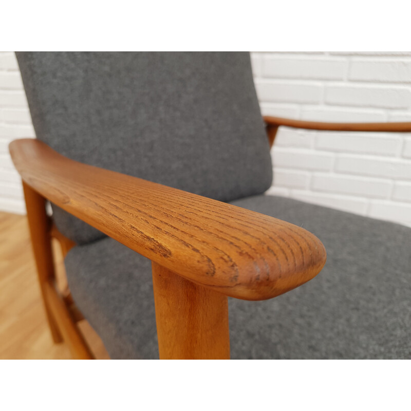 Vintage grey armchair in beech wood 1960s