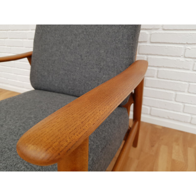 Vintage grey armchair in beech wood 1960s