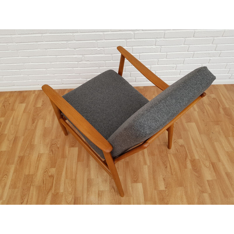 Vintage grey armchair in beech wood 1960s