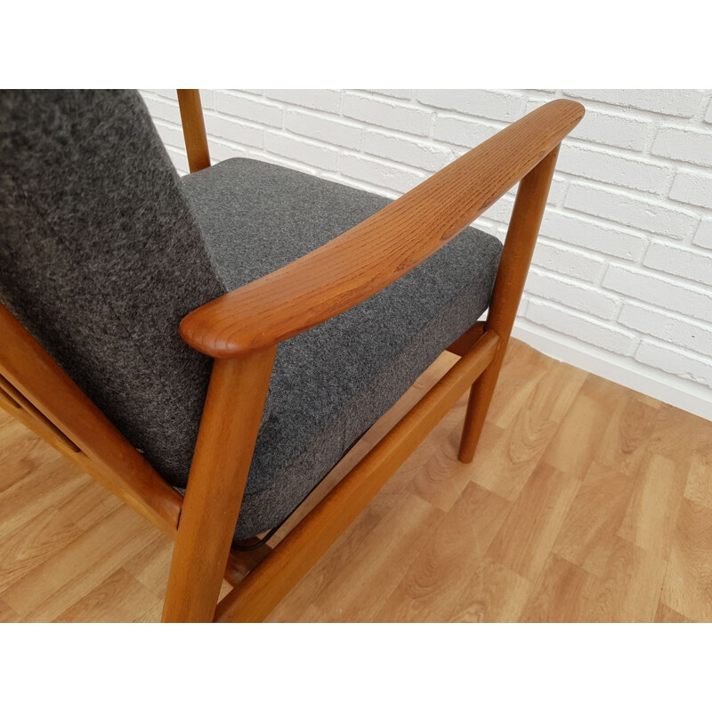 Vintage grey armchair in beech wood 1960s