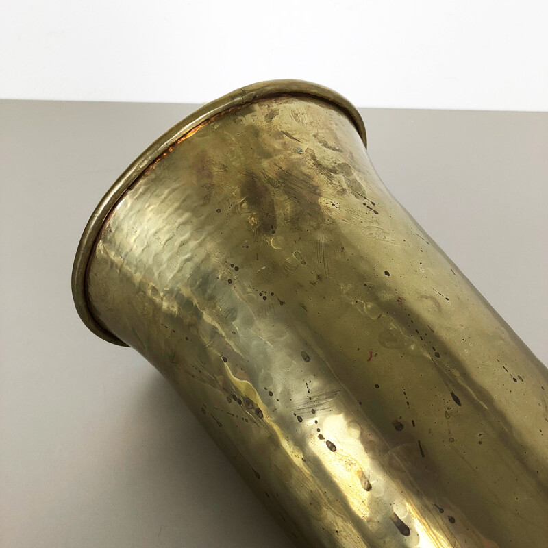 Minimalist brass umbrella stand Schirmstander  1950s 