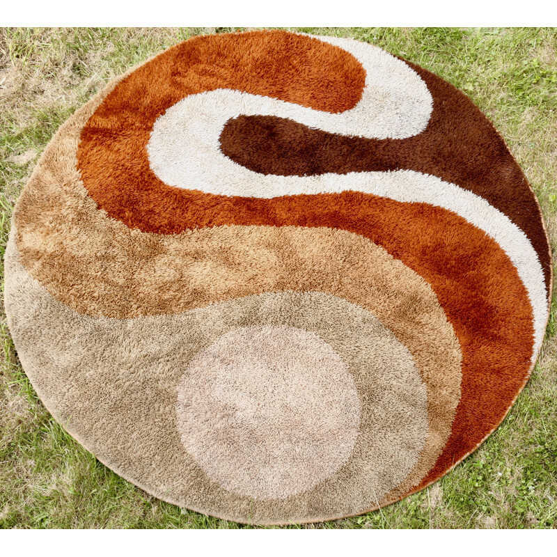 Vintage wool round rug for Desso 1970