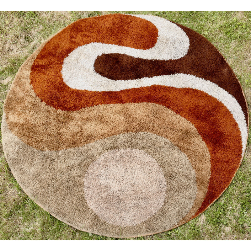 Vintage wool round rug for Desso 1970