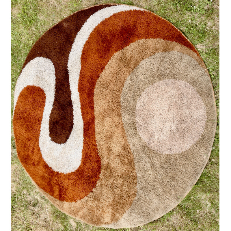 Vintage wool round rug for Desso 1970