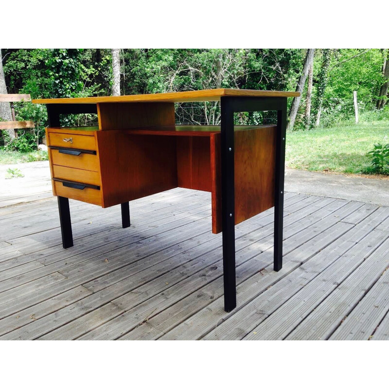 Vintage French desk in oak 1950