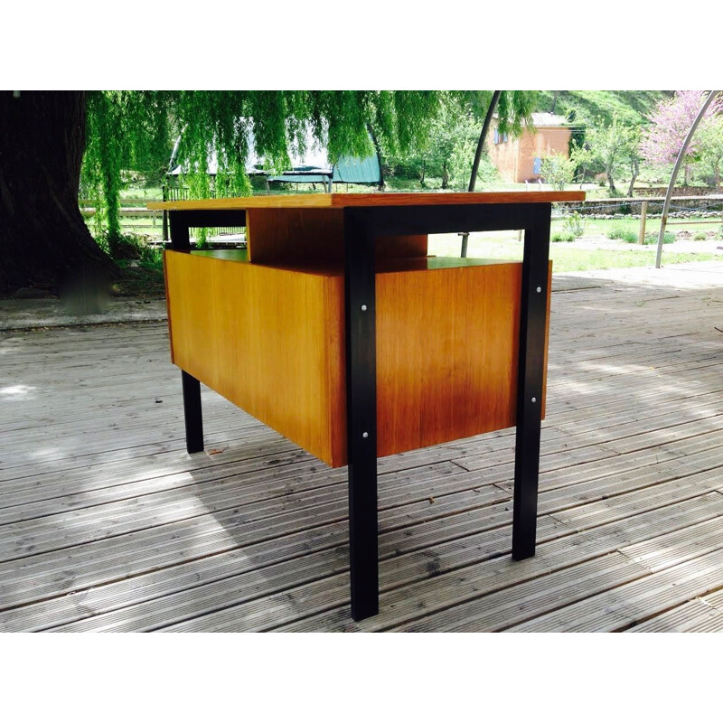 Vintage French desk in oak 1950