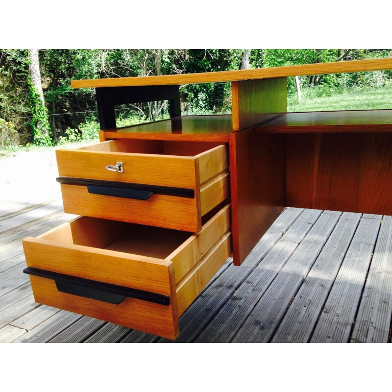 Vintage French desk in oak 1950