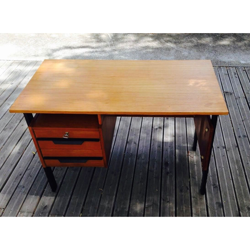 Vintage French desk in oak 1950