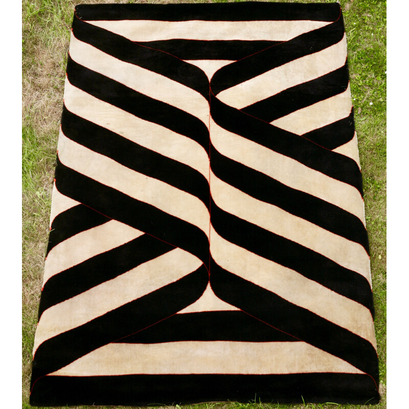 Vintage kinetic rug, France 1975