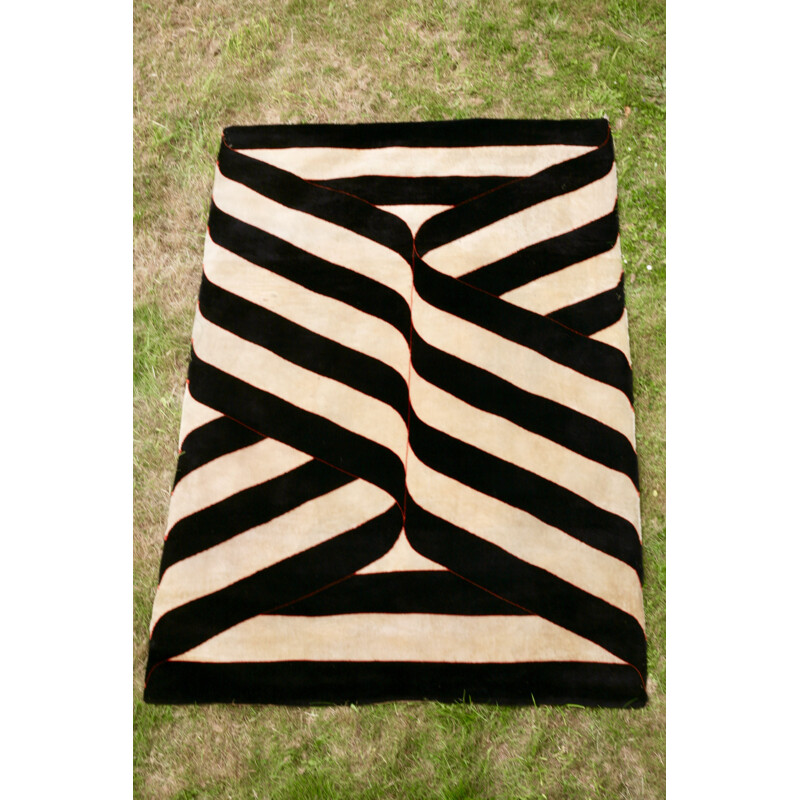 Vintage kinetic rug, France 1975