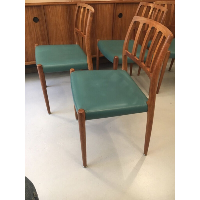 Set of 10 vintage teak chairs by Niels Moller
