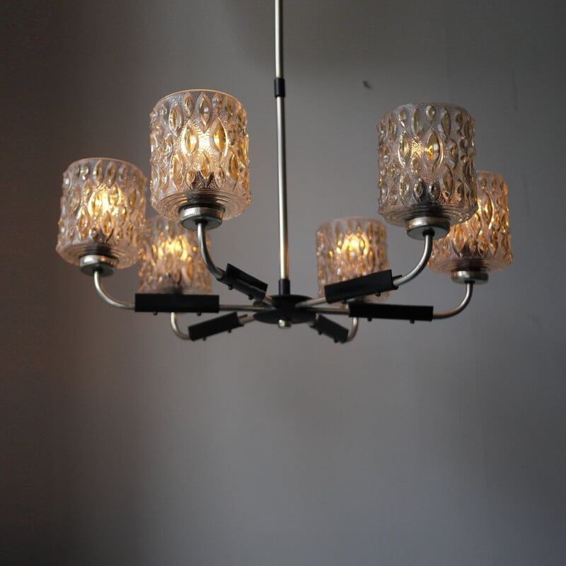 Vintage 6 arm chandelier Yugoslavia 1970s