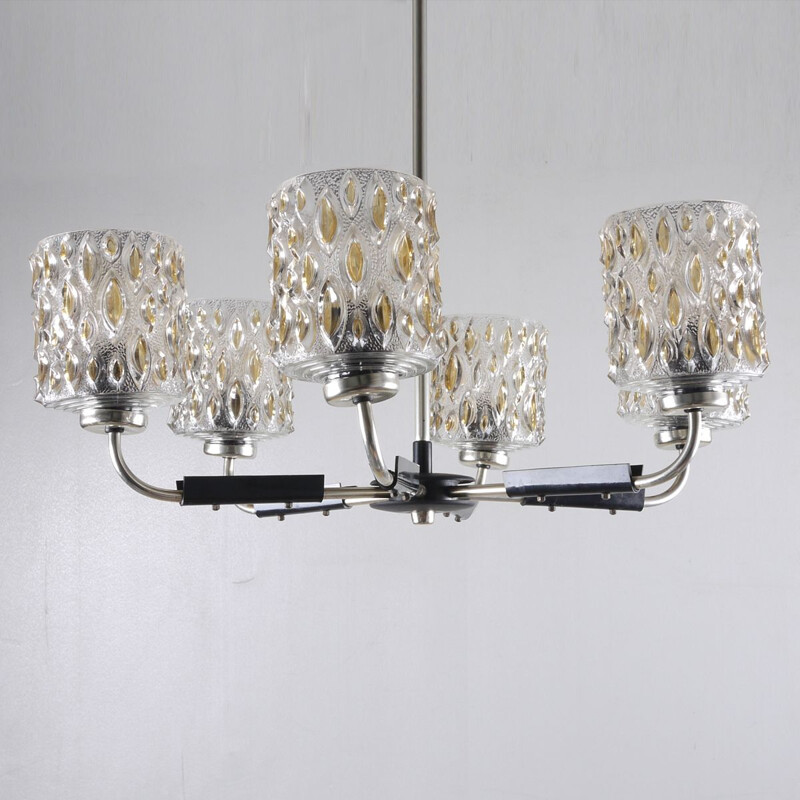 Vintage 6 arm chandelier Yugoslavia 1970s