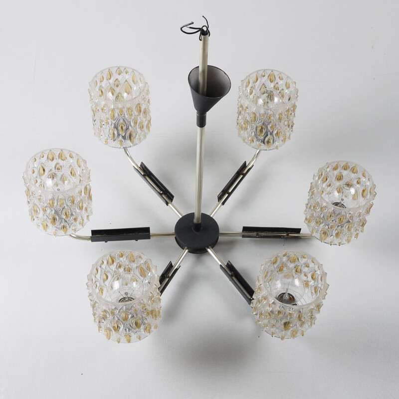 Vintage 6 arm chandelier Yugoslavia 1970s