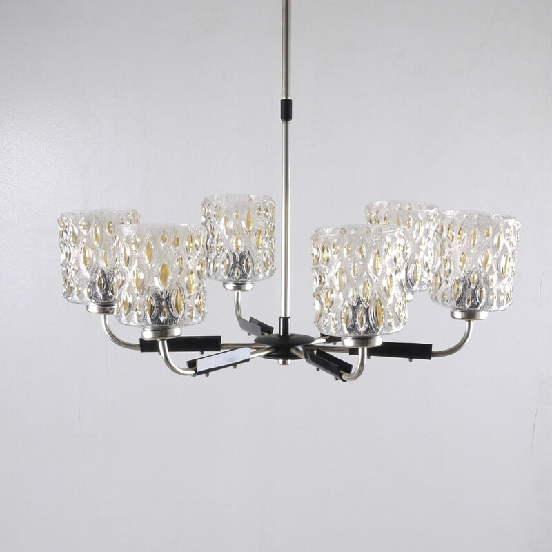 Vintage 6 arm chandelier Yugoslavia 1970s