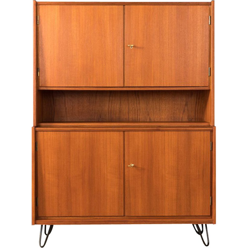 Vintage scandinavian highboard in teakwood and steel 1950