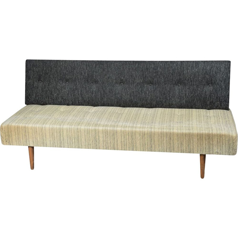 Vintage scandinavian sofa in grey wool and wood 1960