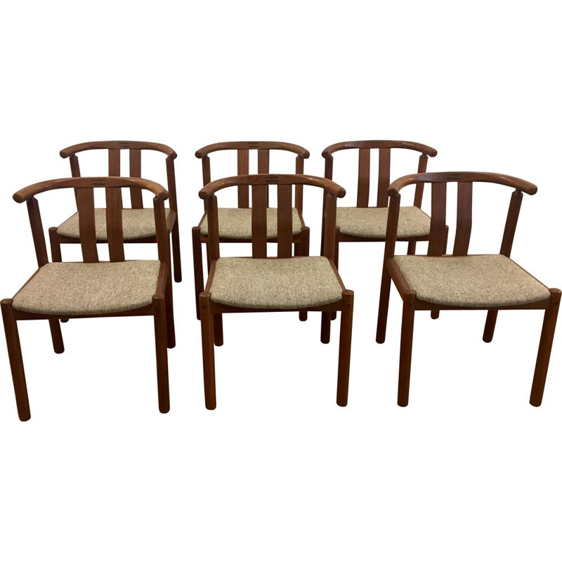 Set of 6 dining chairs in teak and rosewood by Uldum Mobelfabrik, Denmark,1960
