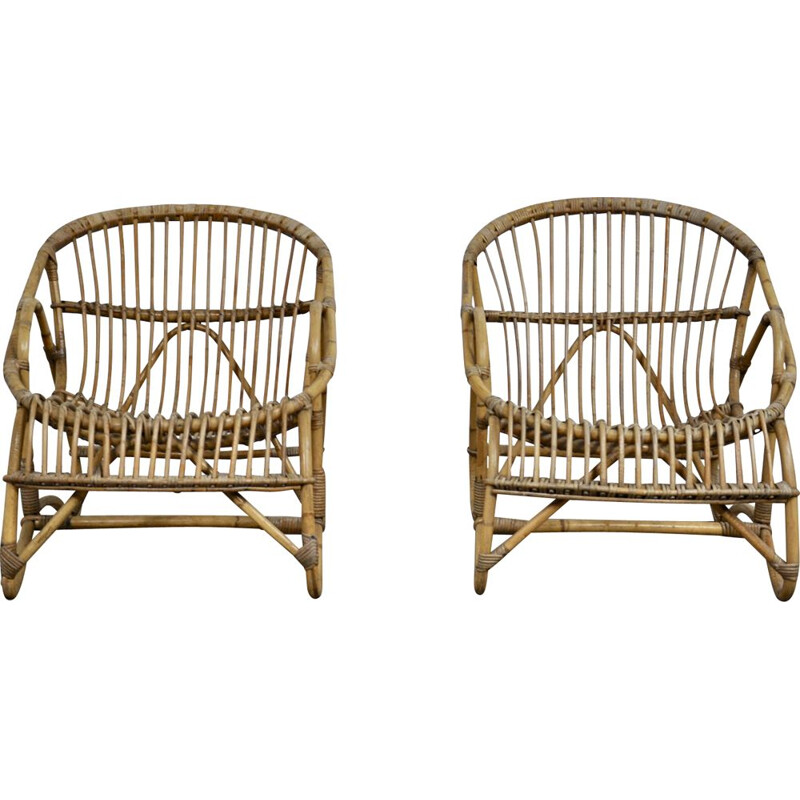 Pair of vintage rattan armchair from the 60s