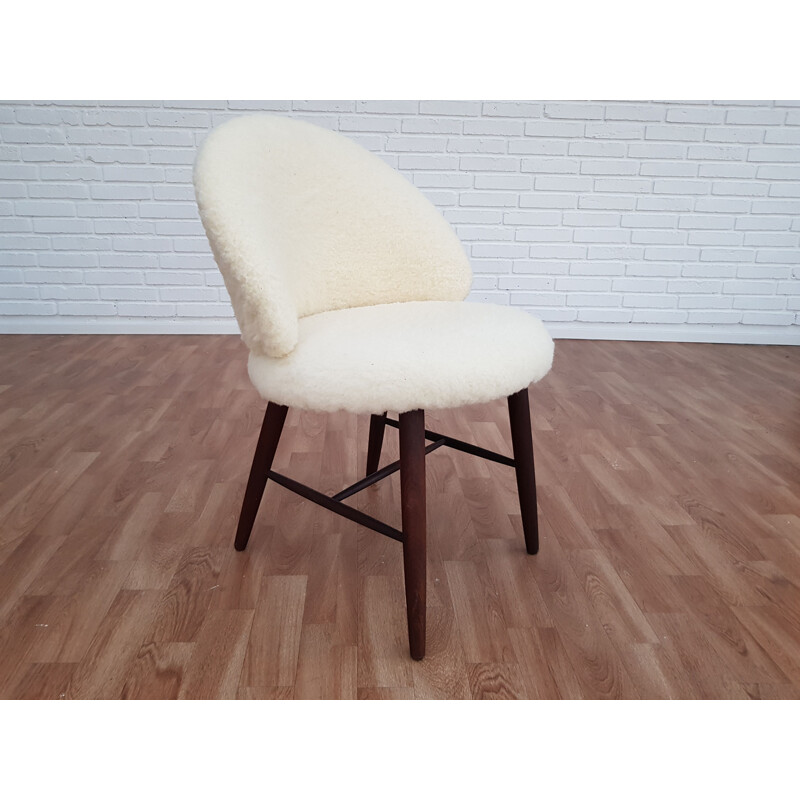 Danish little armchair in white wool