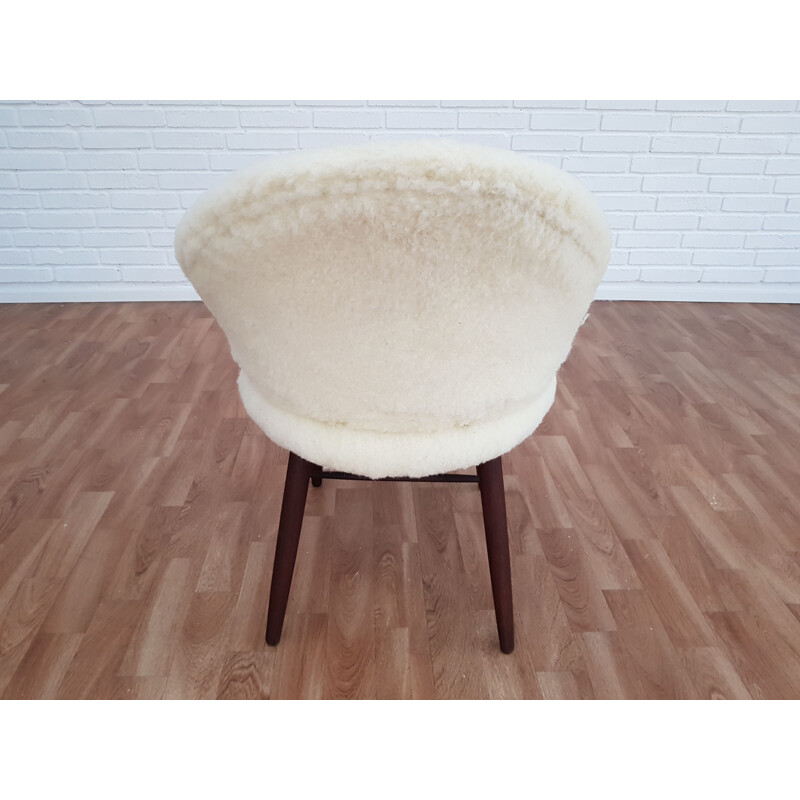 Danish little armchair in white wool