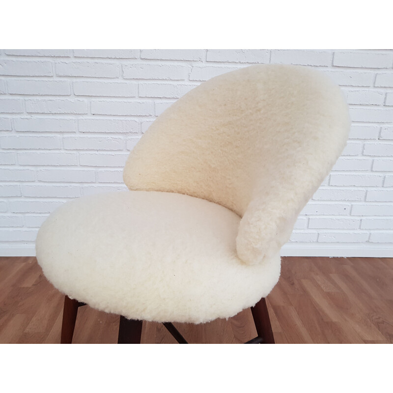 Danish little armchair in white wool