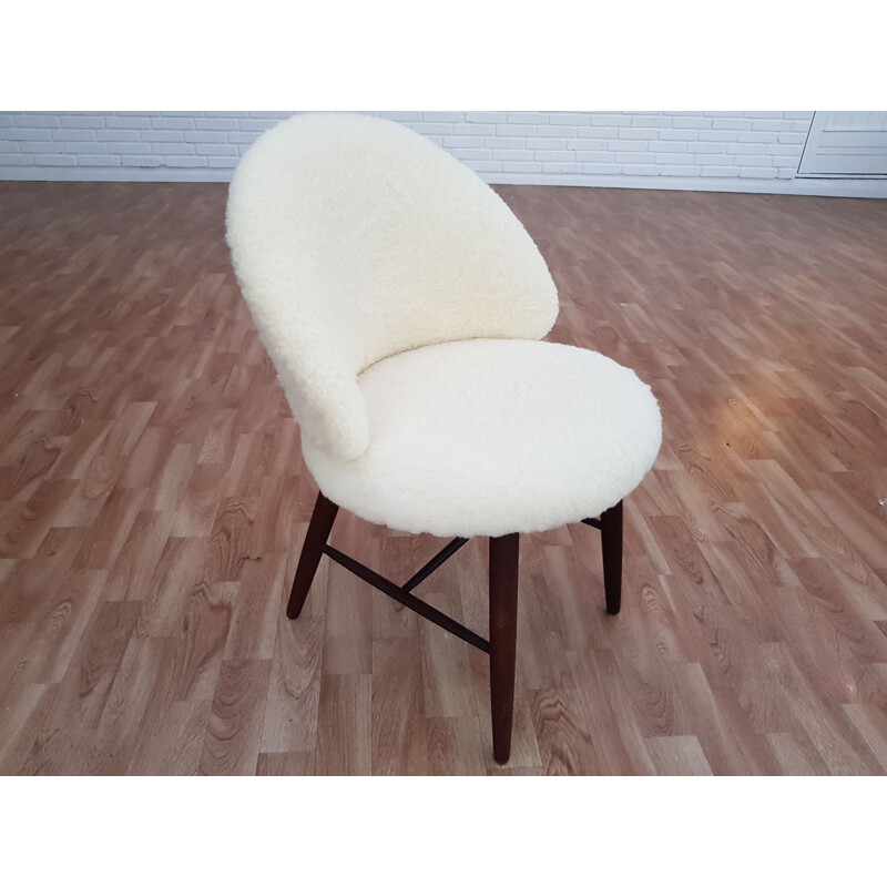 Danish little armchair in white wool