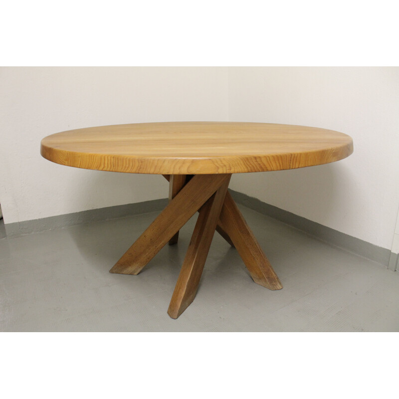 Vintage T21 table by Pierre Chapo in solid elmwood 1970