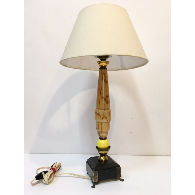 French vintage lamp in granite and marble 1930