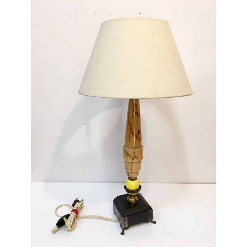 French vintage lamp in granite and marble 1930