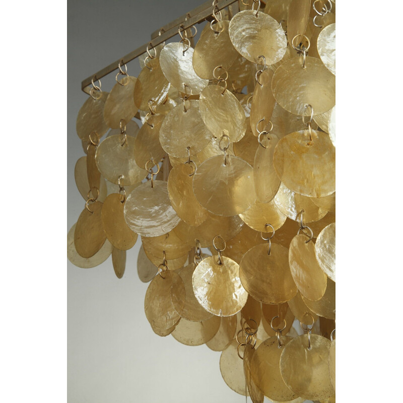 Pair of vintage Fun hanging lamps by Verner Panton in mother-of-pearl 1970