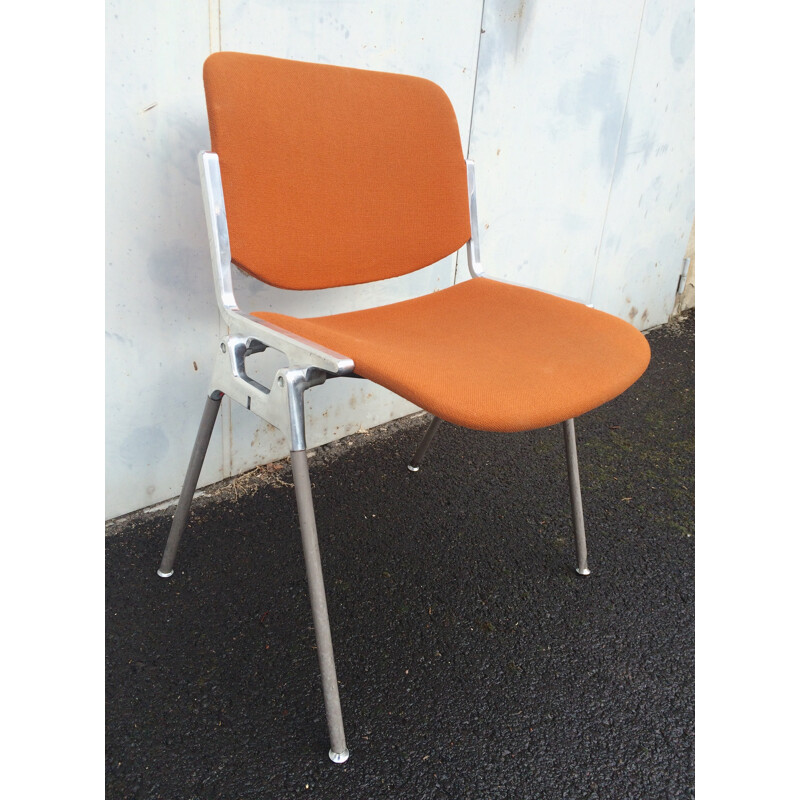 Castelli DSC 106 chair in metal and orange fabric, Giancarlo PIRETTI - 1970s