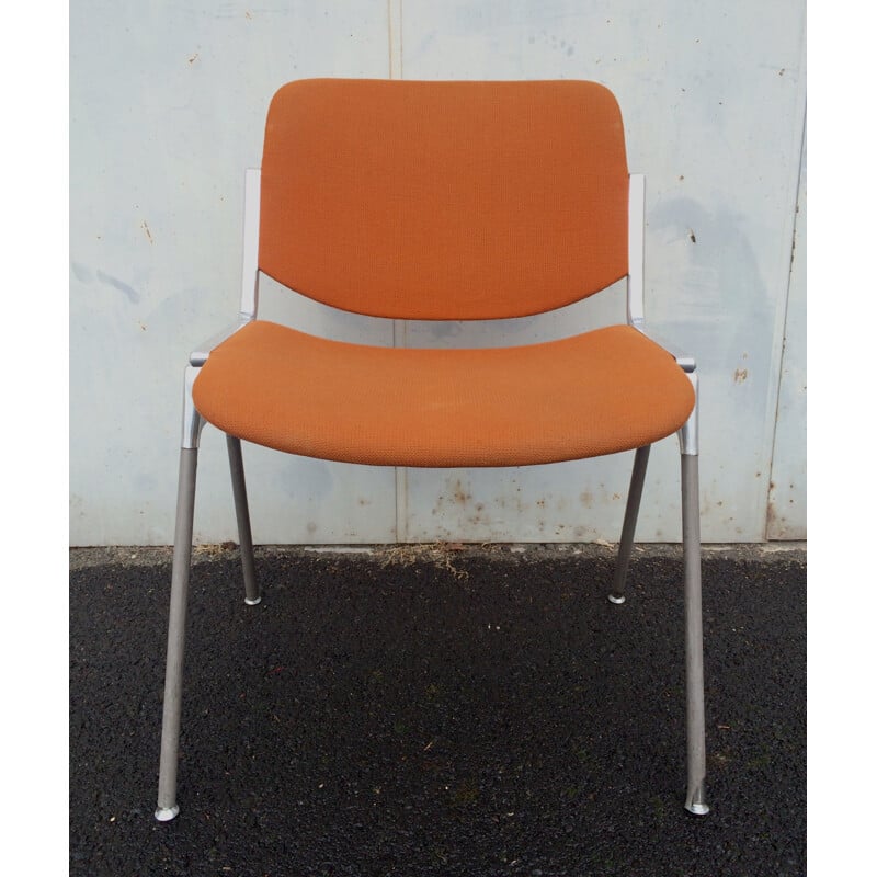 Castelli DSC 106 chair in metal and orange fabric, Giancarlo PIRETTI - 1970s