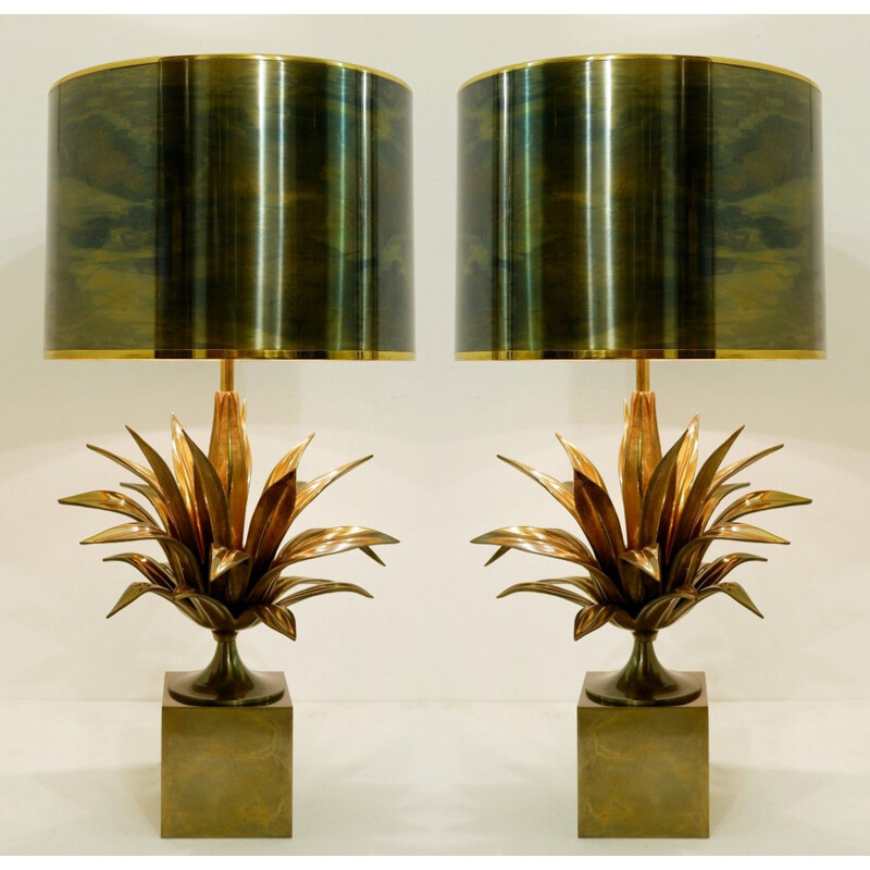 Pair of vintage lamps for Maison Charles in metal 1970