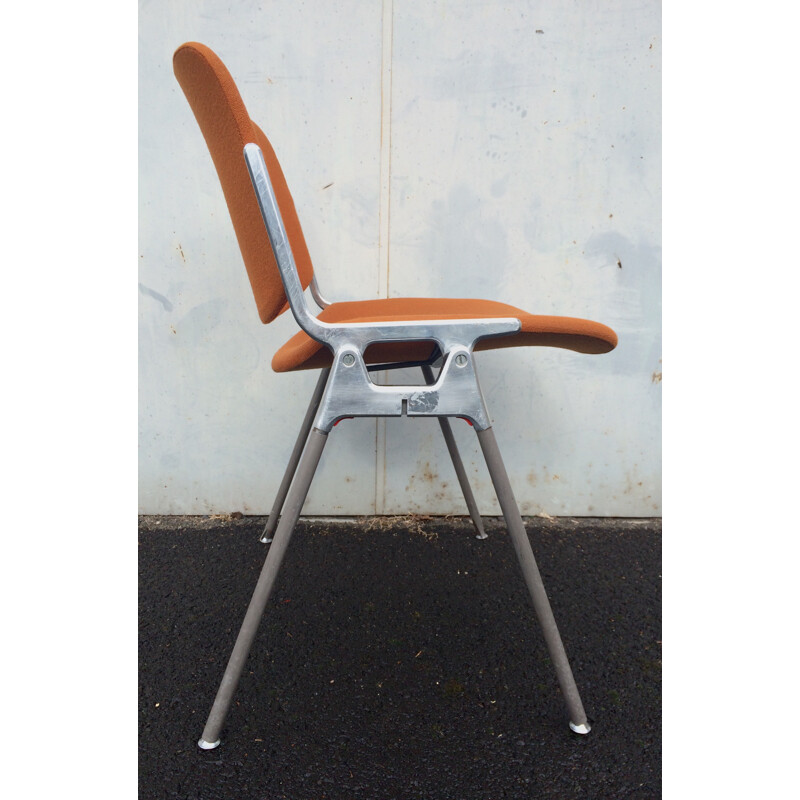 Castelli DSC 106 chair in metal and orange fabric, Giancarlo PIRETTI - 1970s