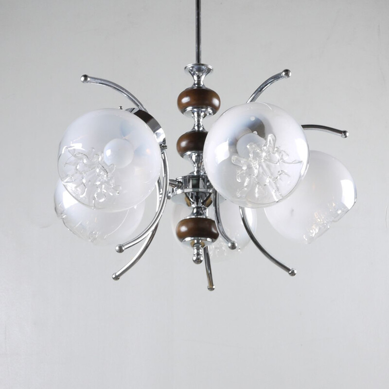 Vintage italian chandelier in Murano glass and metal 1960