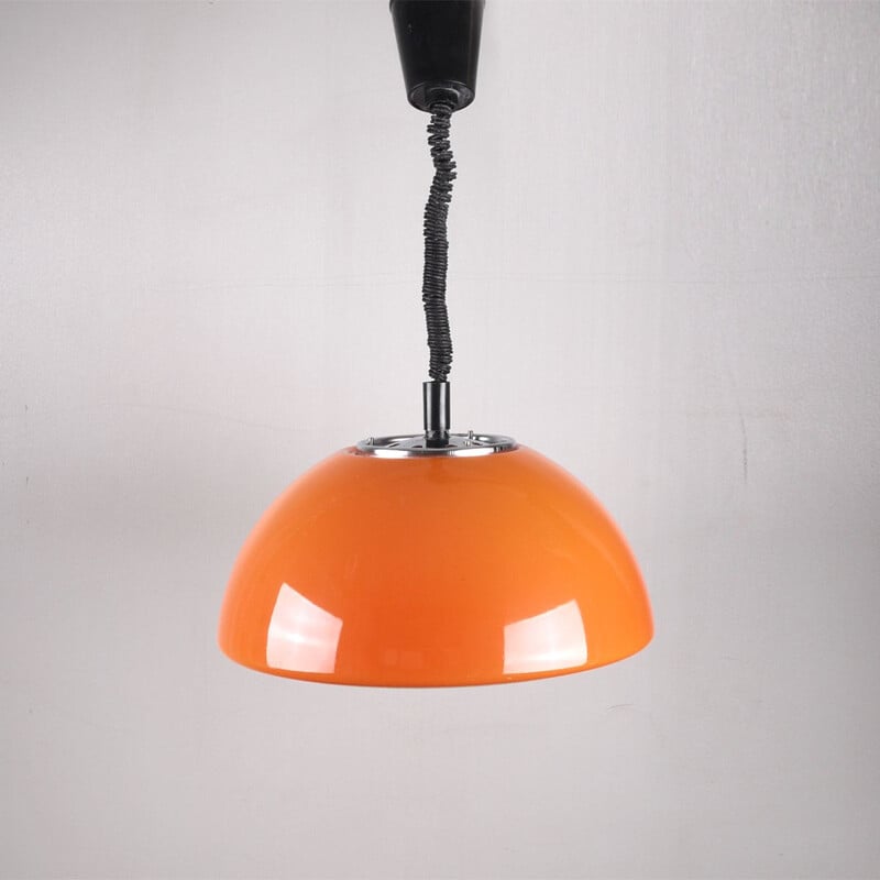 Vintage orange ceiling lamp for Meblo Nova Gorica in plastic and metal 1960