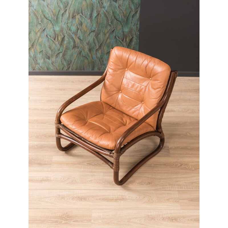 Vintage armchair bamboo and leather 1960s