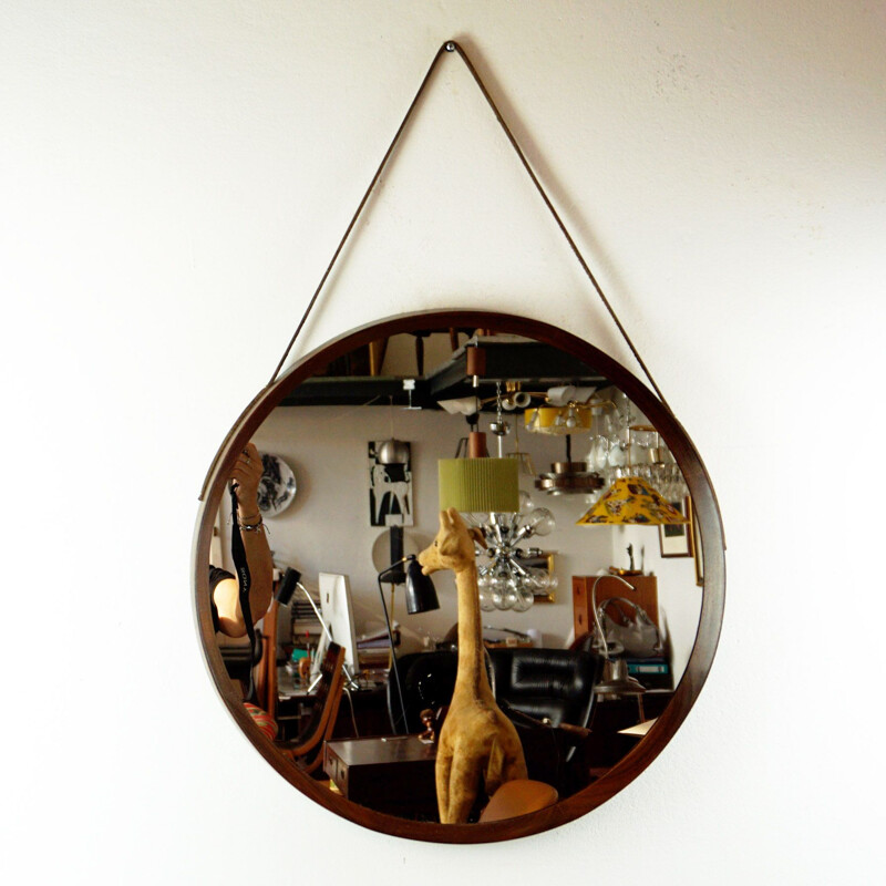 Vintage mirror circular Italian Midcentury