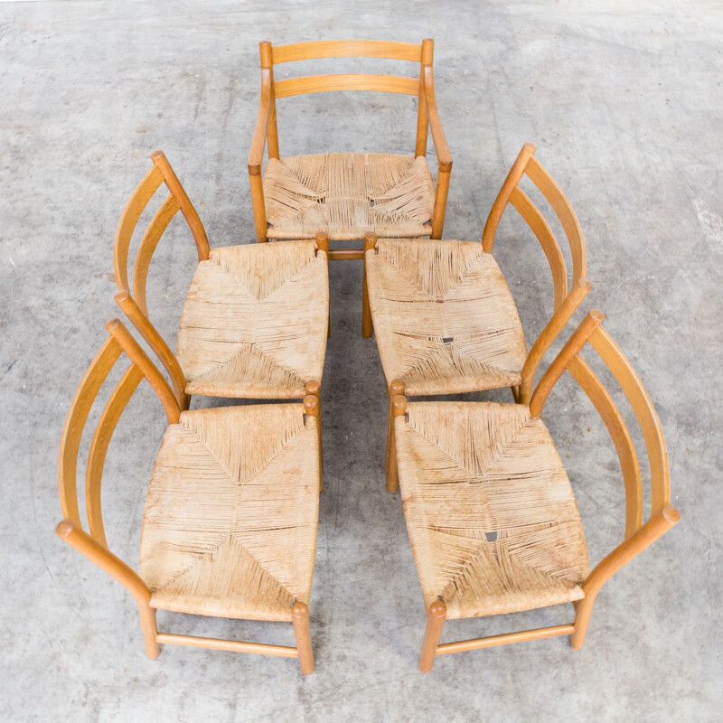Set of 5 vintage chairs CH47 and CH46 Hans Wegner for Carl Hansen & Son 1960s