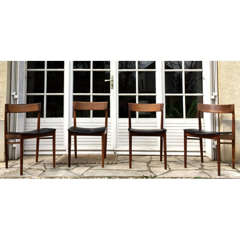 Set of 4 vintage chairs model N 39 rosewood by Henry Rosengren Hansen for Brande Møbelindustri