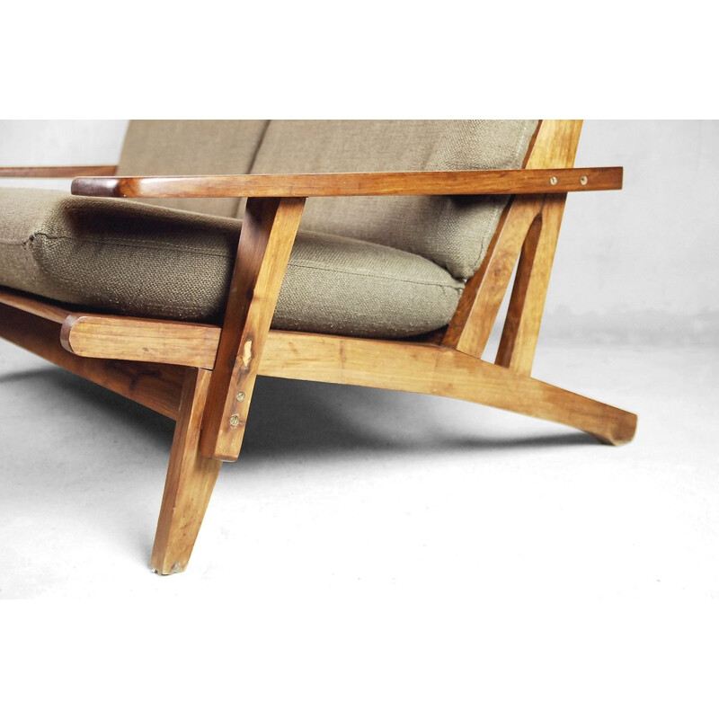 Vintage 2-seater sofa exotic wood with headrest Brazil 1960s