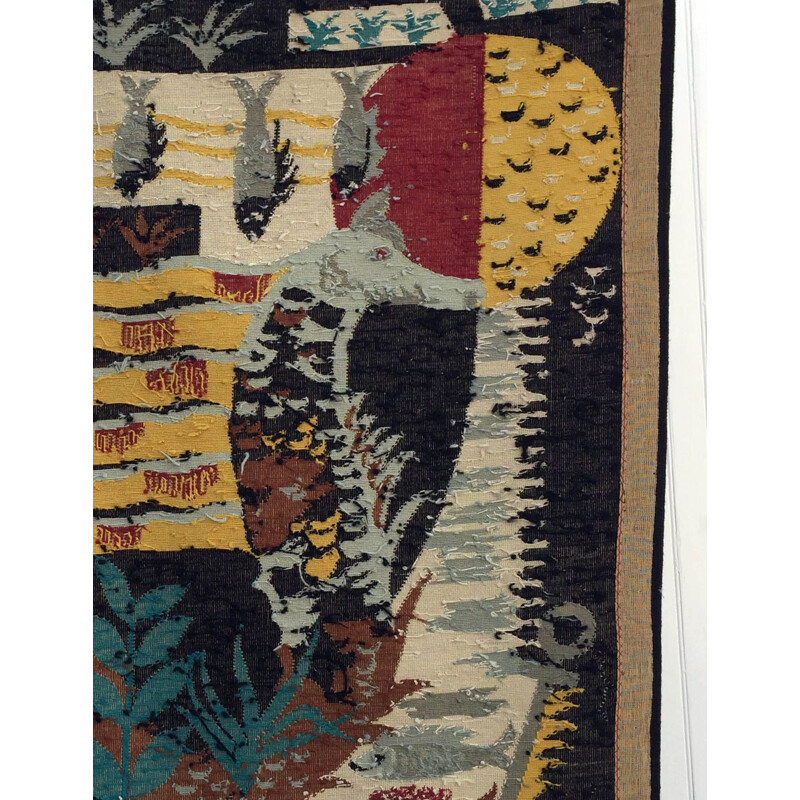 Vintage tapestry with marine pattern France 1980s