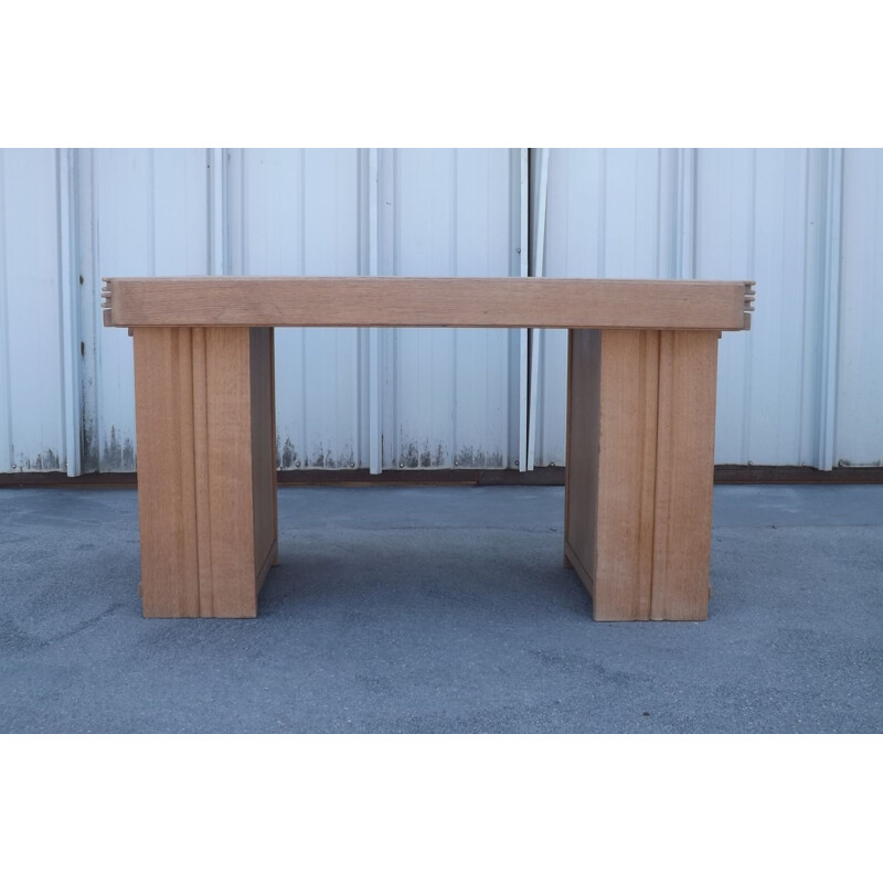 Vintage compact oak desk by Guillerme and Chambron 1960