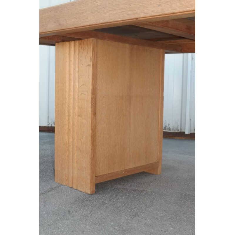 Vintage compact oak desk by Guillerme and Chambron 1960